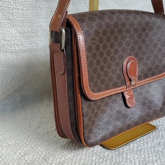 CELINE Brown Macadam Flap Crossbody Bag - Picture 6 of 17